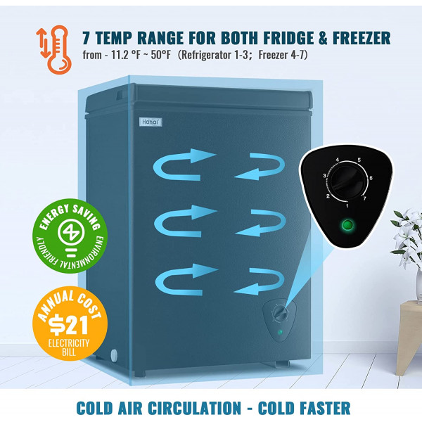 WANAI Chest Freezer 3.5 CU.FT